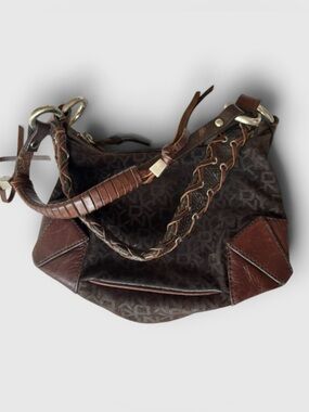 Vintage Y2K DNKY Mini Brown Monogram Padlock Shoulder Bag